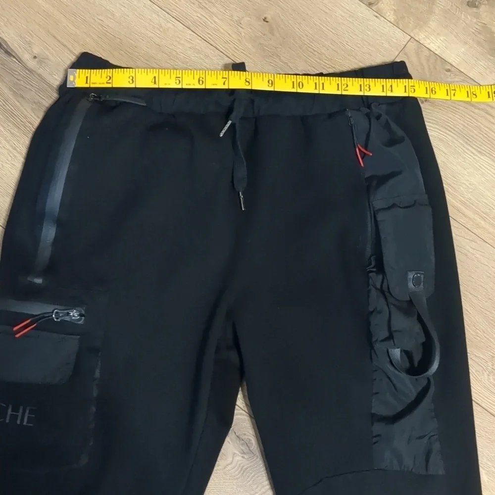 VIE + Riche Men's Jogger  Slim Leg Sweatpants Black-Red Size XL